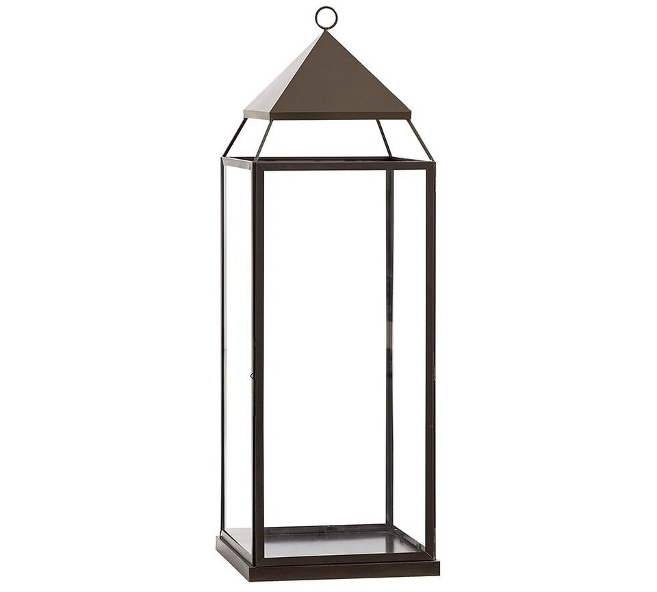 Malta Glass & Metal Indoor/Outdoor Lantern Bronze Finish Pottery